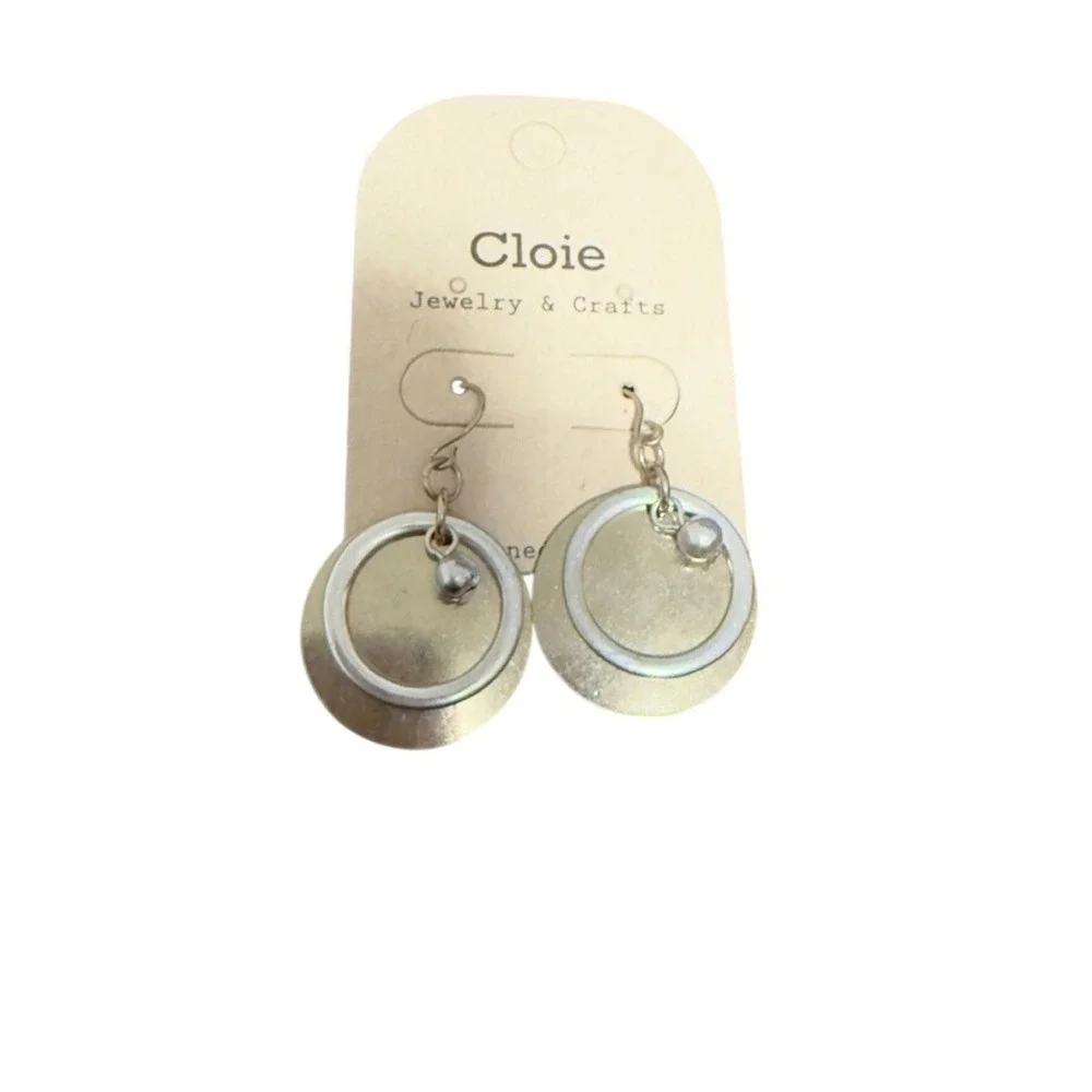 Cloie Jewelry Crafts Women's Round Two-tone Hammered Disc Drop Dangle‎ Earrings